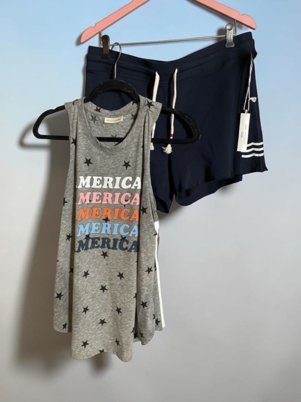 78 & Sunny Americana Tank + Sol Angeles Shorts Set bundle NWT L